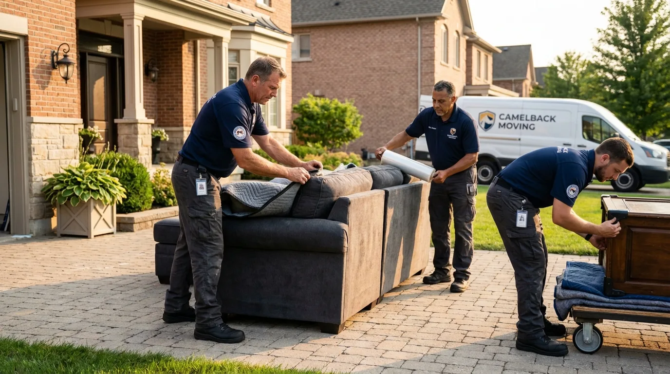 Large estate moving crew wrapping furniture in Sells, AZ