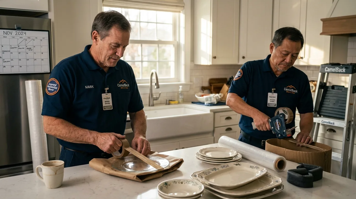 Professional crew packing kitchen dishware in Sells, AZ